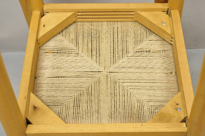 Mid Century Modern Birch Maple Bentwood Woven Rush Dining Chairs - Set of 6