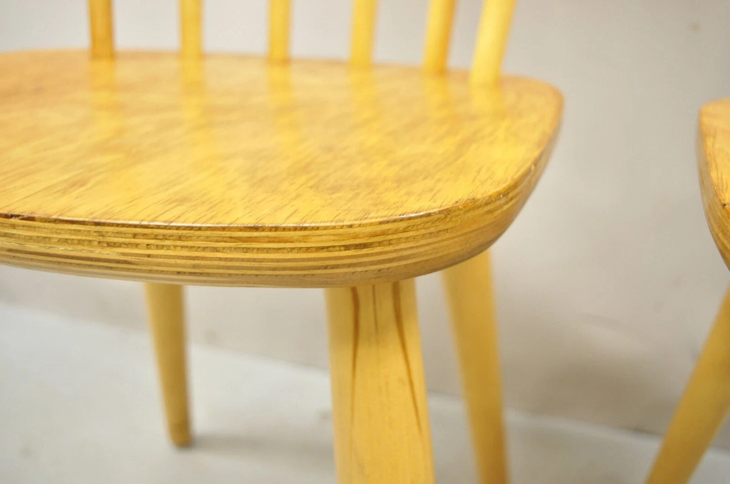 Vintage Mid Century Modern Spindle Back Birch Maple Side Chairs - a Pair