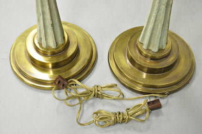 Vintage Hollywood Regency Pink Lily Flower Bouquet Tall Table Lamps by Hart Pair