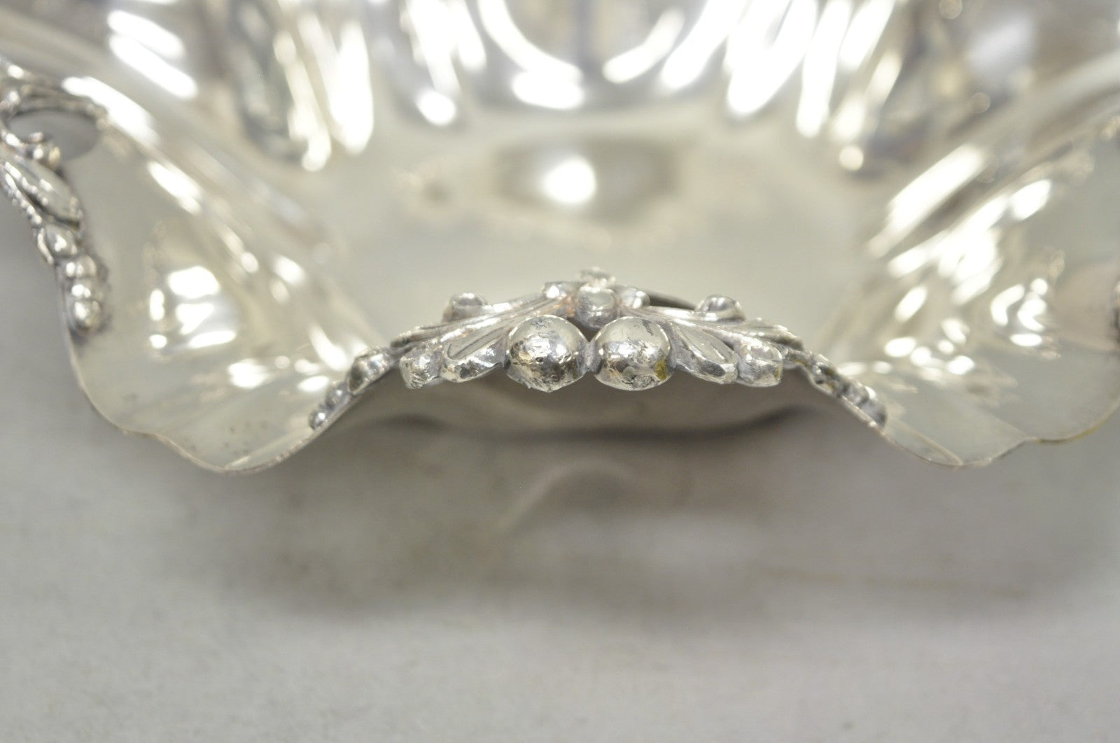 Vintage Victorian Silver Plated Scalloped Candy Dish Fruit Bowl Berry Design
