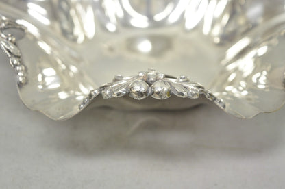 Vintage Victorian Silver Plated Scalloped Candy Dish Fruit Bowl Berry Design