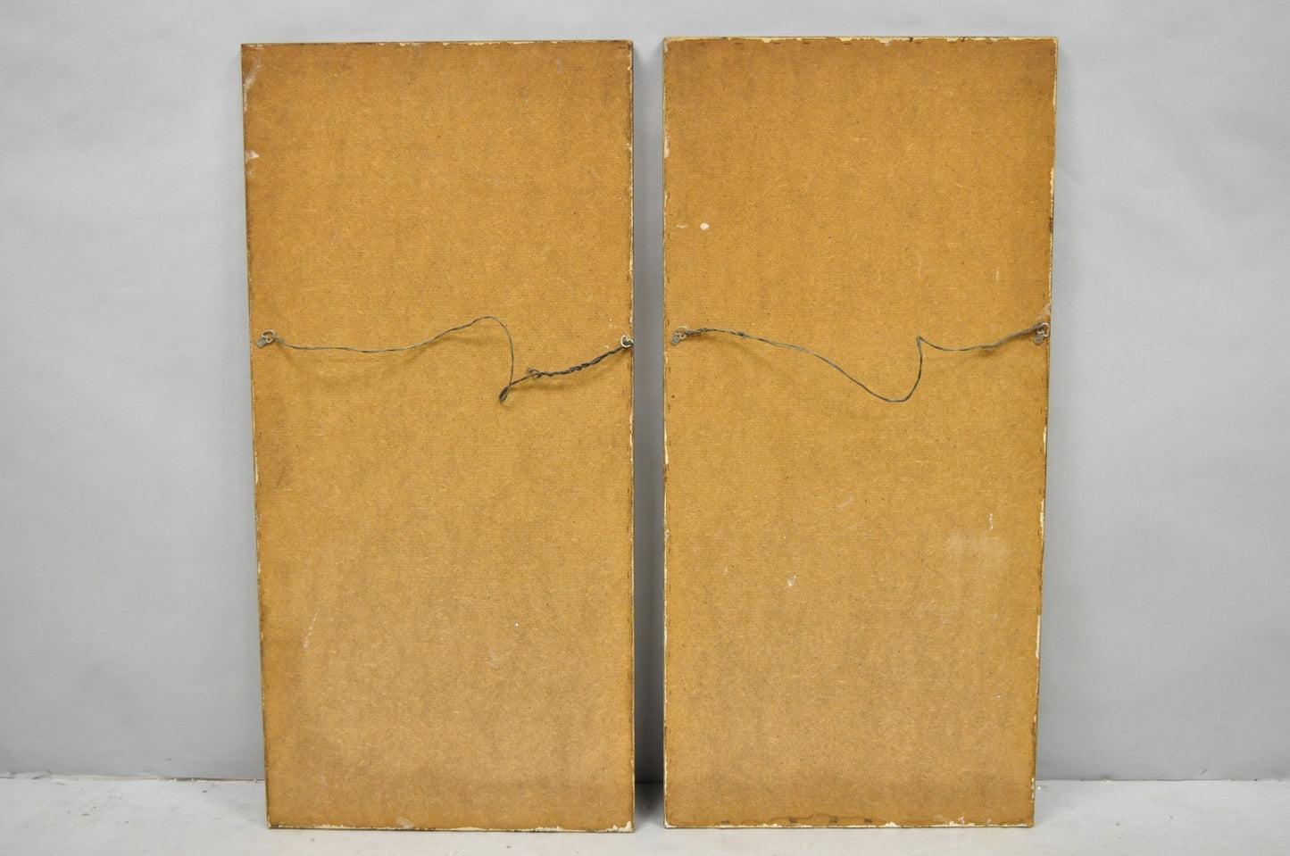 Vintage Chinoiserie Gold Hand Painted Chinese Vase Wall Panel Plaque - a Pair