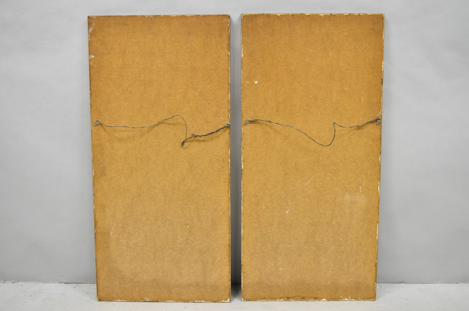 Vintage Chinoiserie Gold Hand Painted Chinese Vase Wall Panel Plaque - a Pair