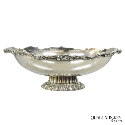 Vintage Victorian Silver Plated Oval Pedestal Centerpiece Fruit Bowl By Lunt