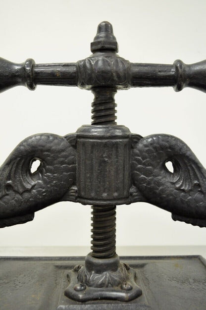 Antique 19th C. Cast Iron Classical Figural Dolphin Victorian Book Press