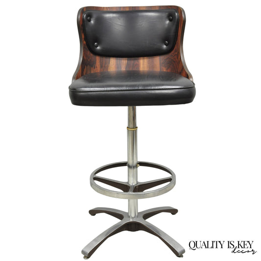 Vintage Daystrom Mid Century Modern Faux Rosewood Laminate Swivel Barstool Chair