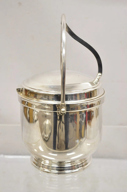 Vintage Wallace Mid Century Modern Silver Plated Glass Lined Hinged Ice Bucket