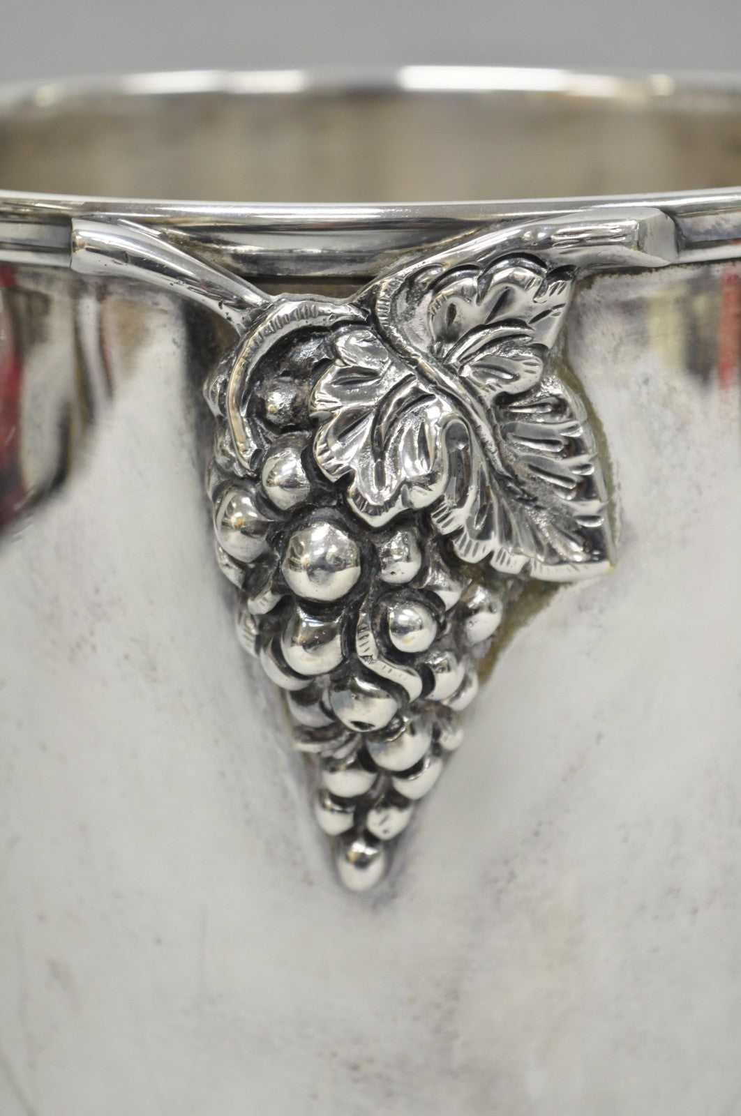 Vintage Mid Century Silver Plated Grapevine Cluster Champagne Chiller Ice Bucket