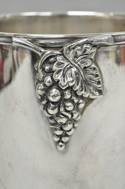 Vintage Mid Century Silver Plated Grapevine Cluster Champagne Chiller Ice Bucket