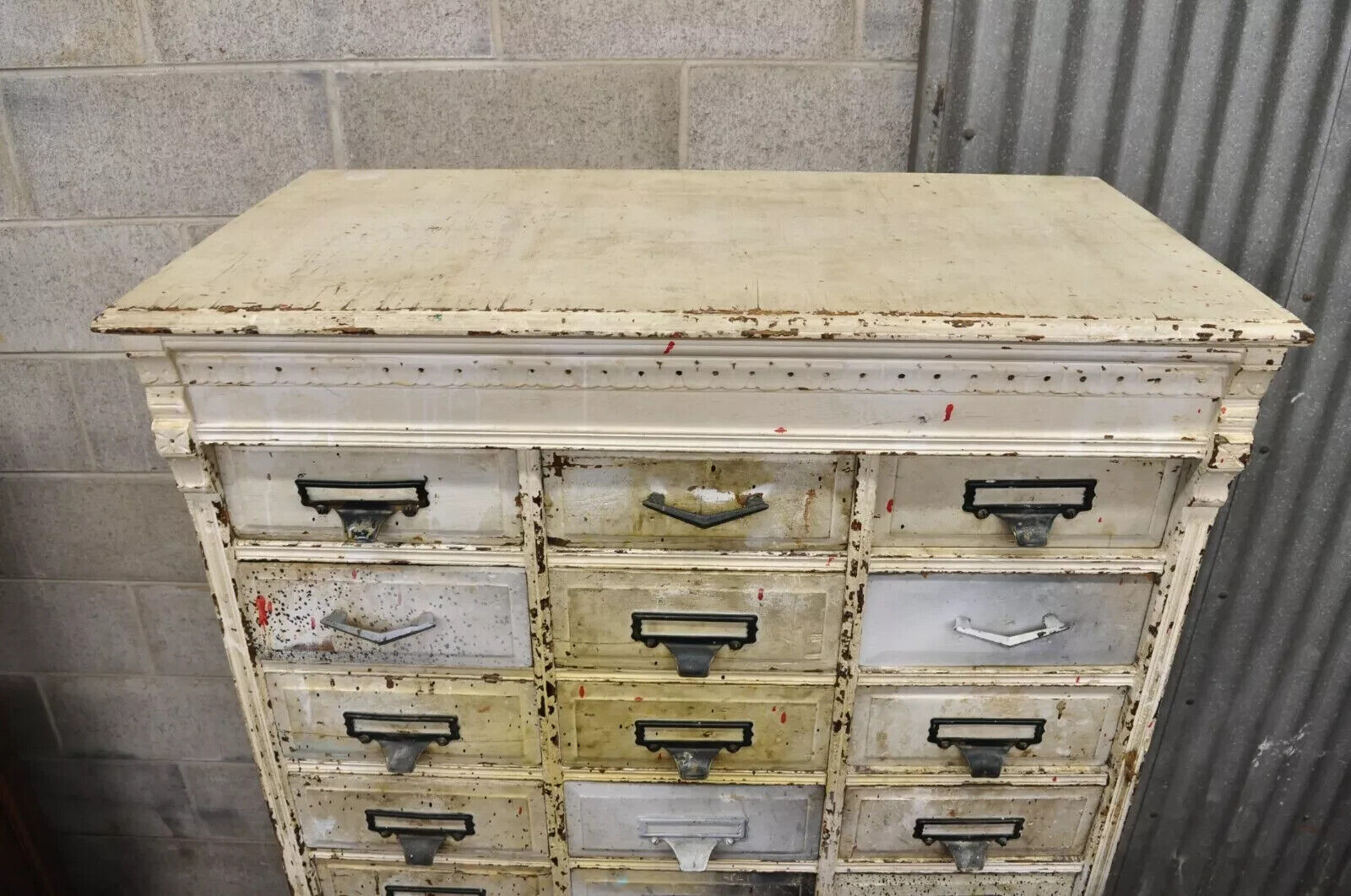 Antique Eastlake Victorian Oak Wood 36 Drawer Machinist Chest Tool Parts Cabinet