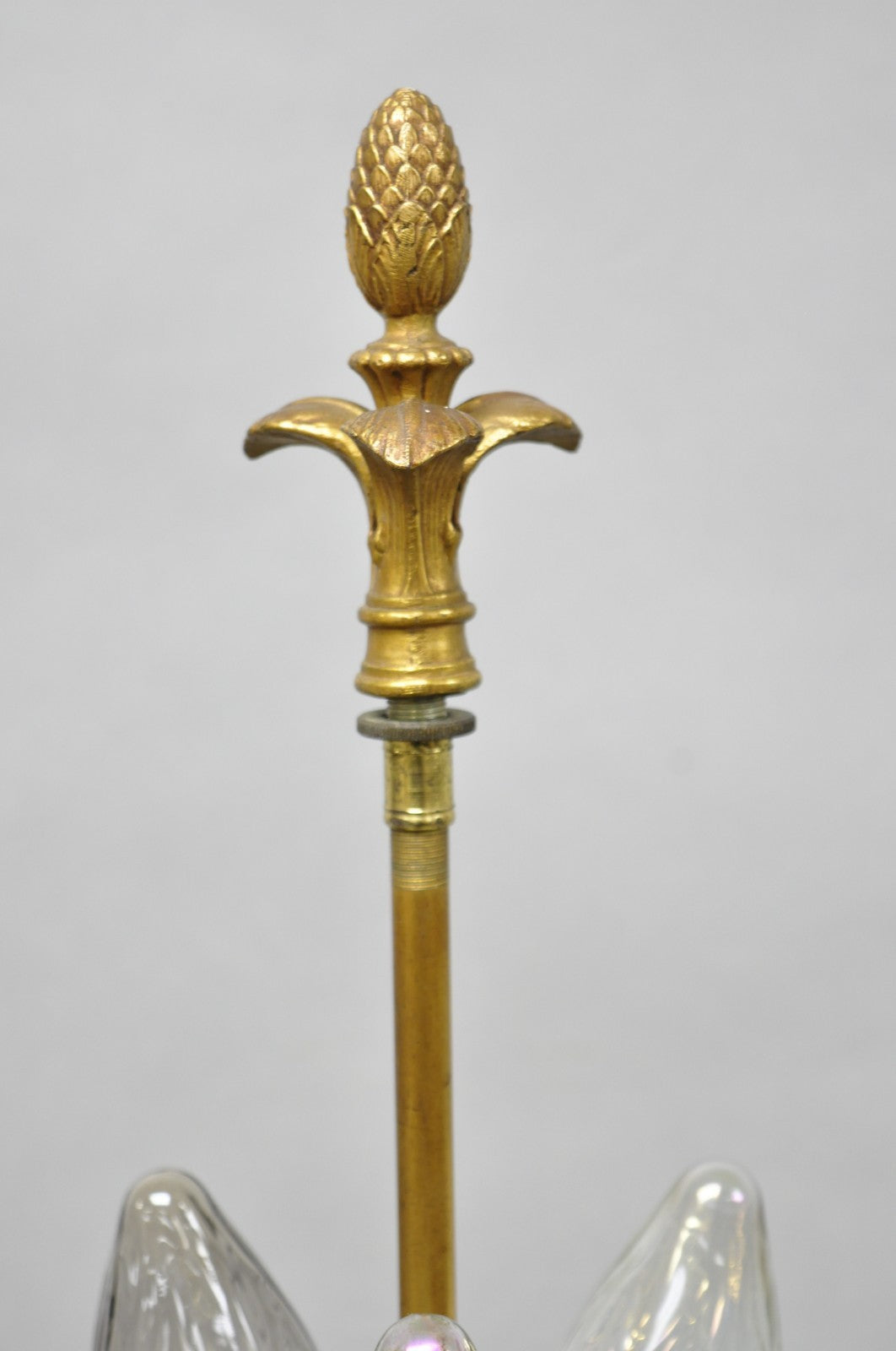 Antique Art Deco Brass & Green Onyx Paw Foot Victorian Pole Floor Lamp