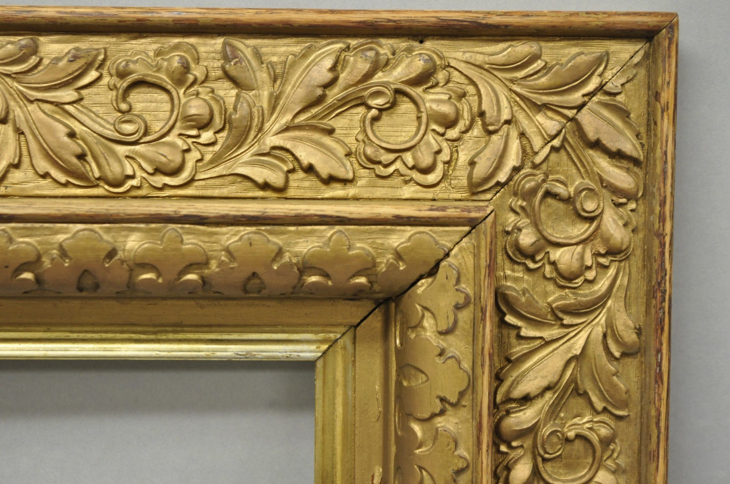Antique Victorian Gold Gilt Oak Wood Leafy Scroll Deep Picture Frame 32.5 x 26.5