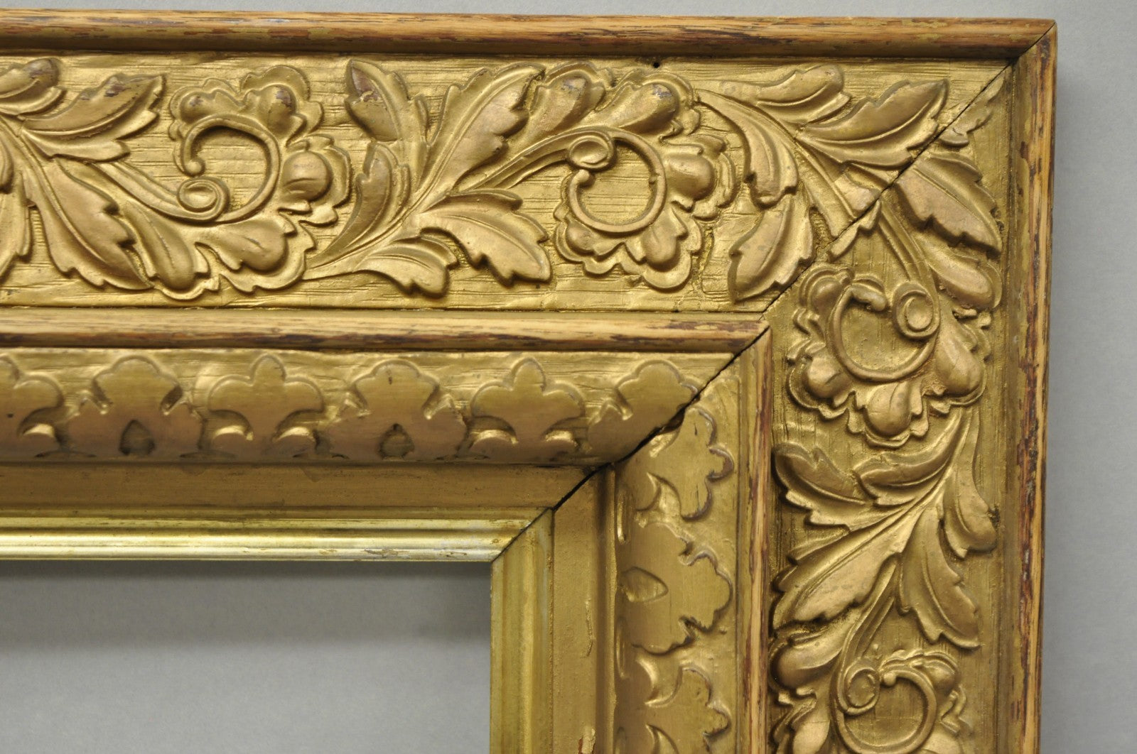 Antique Victorian Gold Gilt Oak Wood Leafy Scroll Deep Picture Frame 32.5 x 26.5