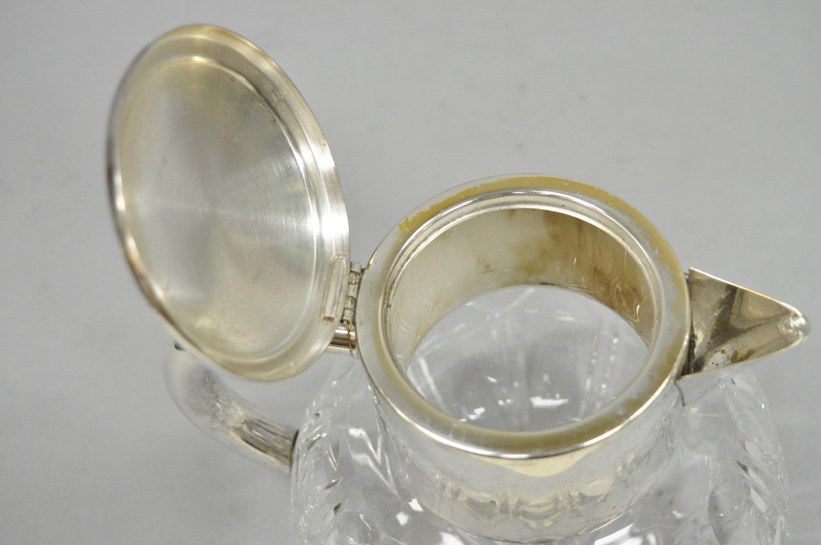 Victorian German Silver Plated Bulbous Cut Crystal Glass Lemonade Water Pitcher