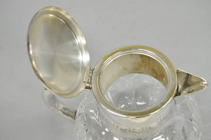 Victorian German Silver Plated Bulbous Cut Crystal Glass Lemonade Water Pitcher