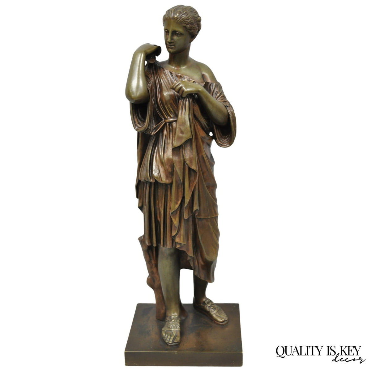 Antique 19th C. Ferdinand Barbedienne Bronze Diana Gabies Statue Sculpture
