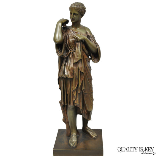 Antique 19th C. Ferdinand Barbedienne Bronze Diana Gabies Statue Sculpture
