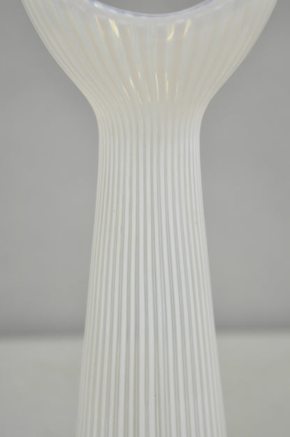 Vintage Uno Westerberg Spectra Pukeberg White Opalescent Glass Ribbed Vase