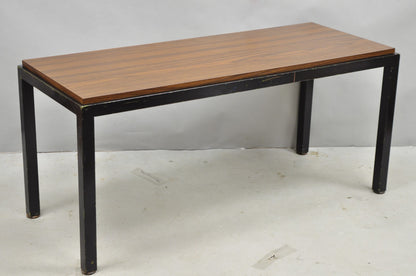 Vintage Mid Century Modern Steel Metal & Faux Rosewood Laminate Coffee Table