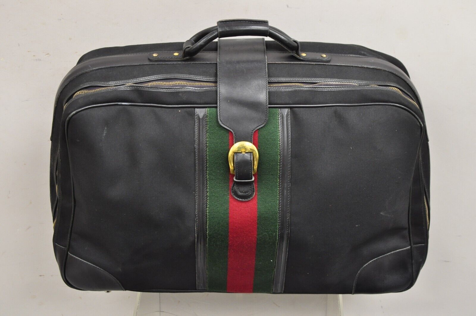 Vintage Gucci Black Canvas & Leather Suitcase Luggage His and Hers Set -2 Pc (B)