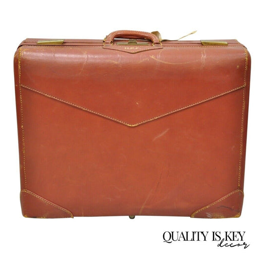 Vintage Genuine Top Grade Cowhide Brown Leather 24" Suitcase Luggage