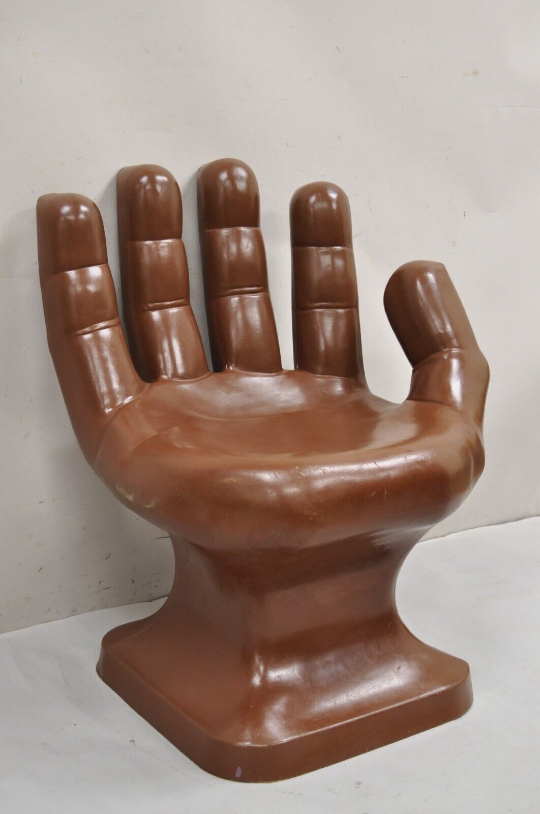 Vintage Mid Century Modern 1980s Brown Molded Plastic Hand Chair