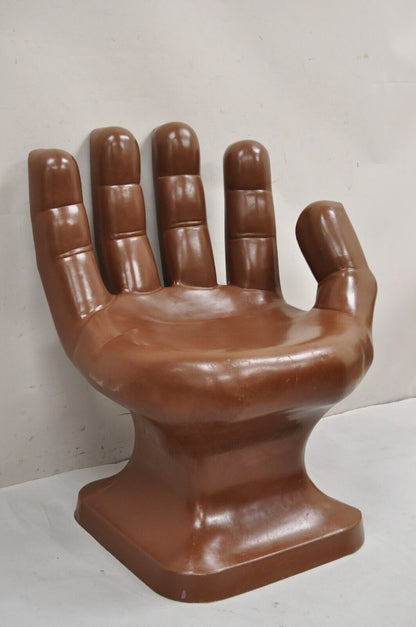 Vintage Mid Century Modern 1980s Brown Molded Plastic Hand Chair