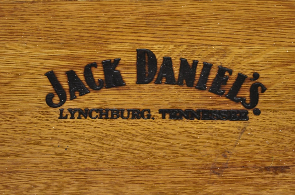 Jack Daniels Whiskey Barrel Engraved Oak Wood with Metal Bands