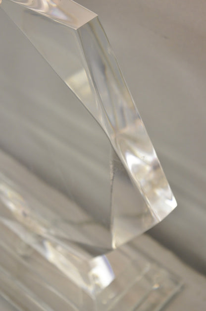 Vintage Mid Century Modern Faceted Hexagon Diamond Clear Lucite Table Lamp