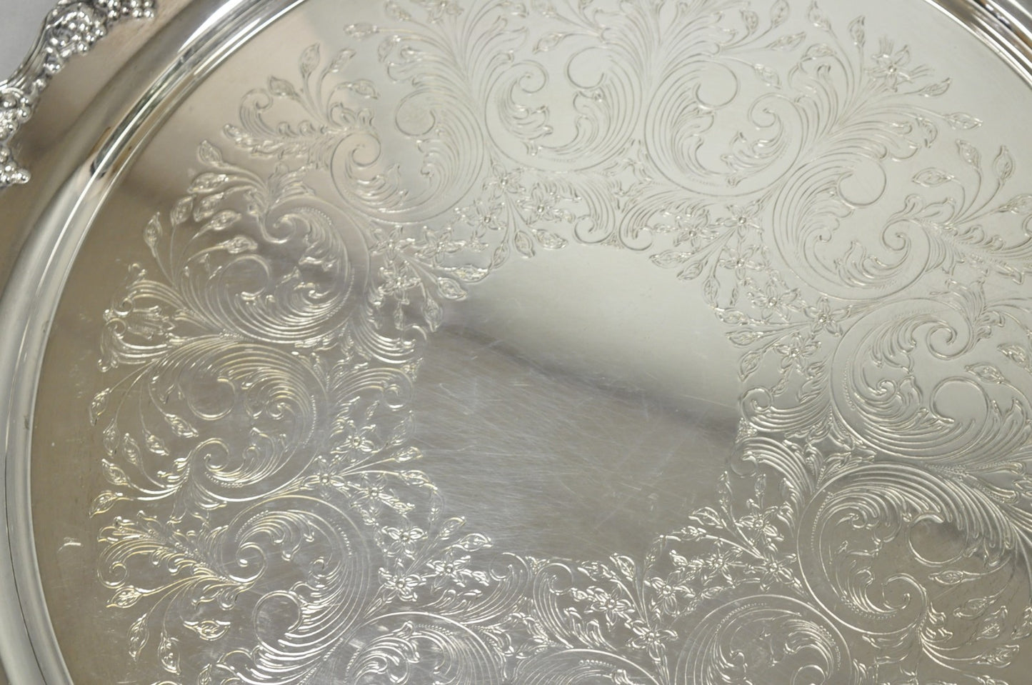 Vintage Victorian Silver Plated Grapevine Repousse 20" Round Serving Platter