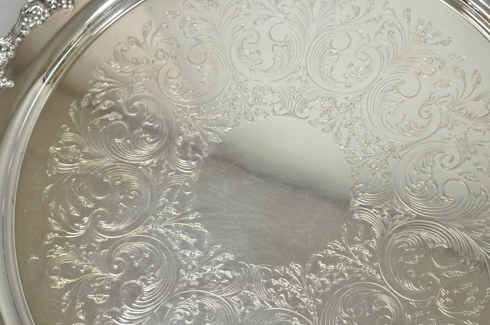 Vintage Victorian Silver Plated Grapevine Repousse 20" Round Serving Platter