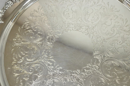 Vintage Victorian Silver Plated Grapevine Repousse 20" Round Serving Platter