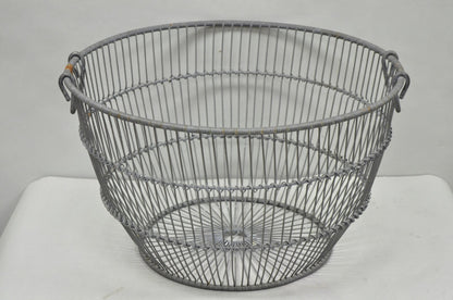 Vintage Industrial Modern Large 24" Metal Wire Oyster Clam Throw Blanket Basket