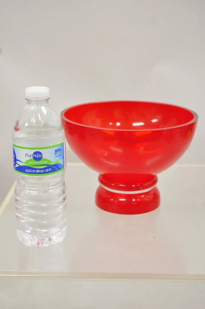 Vintage Marquis Waterford Red 8" Tango Footed Mid Century Modern Glass Bowl