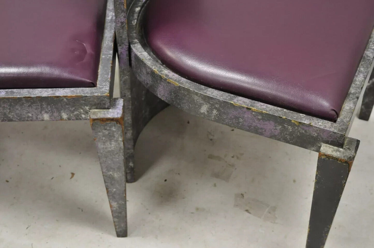 Vintage Postmodern Art Deco Purple and Gray Lacquer Game Chairs - a Pair