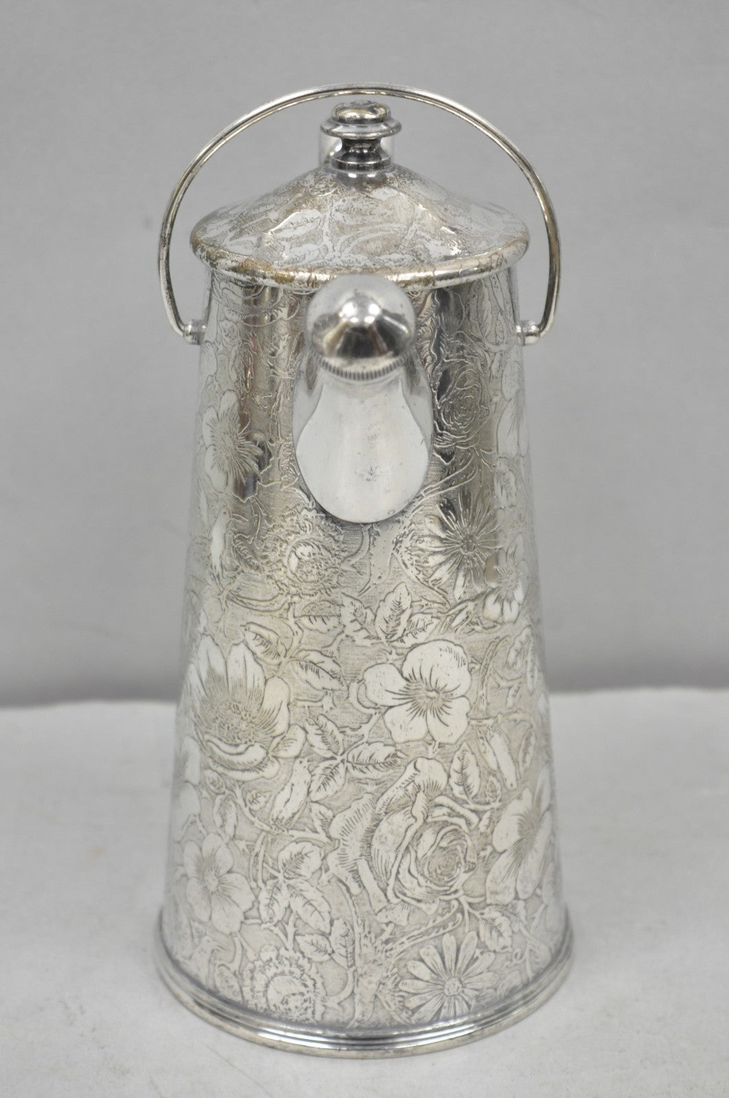 Antique Silver Plated Martini Shaker Pitcher "Tapestry" by Weidlich Brothers