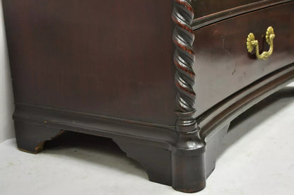 Vintage Hollywood Regency Mahogany Leather Door Tall Chest on Chest Dresser