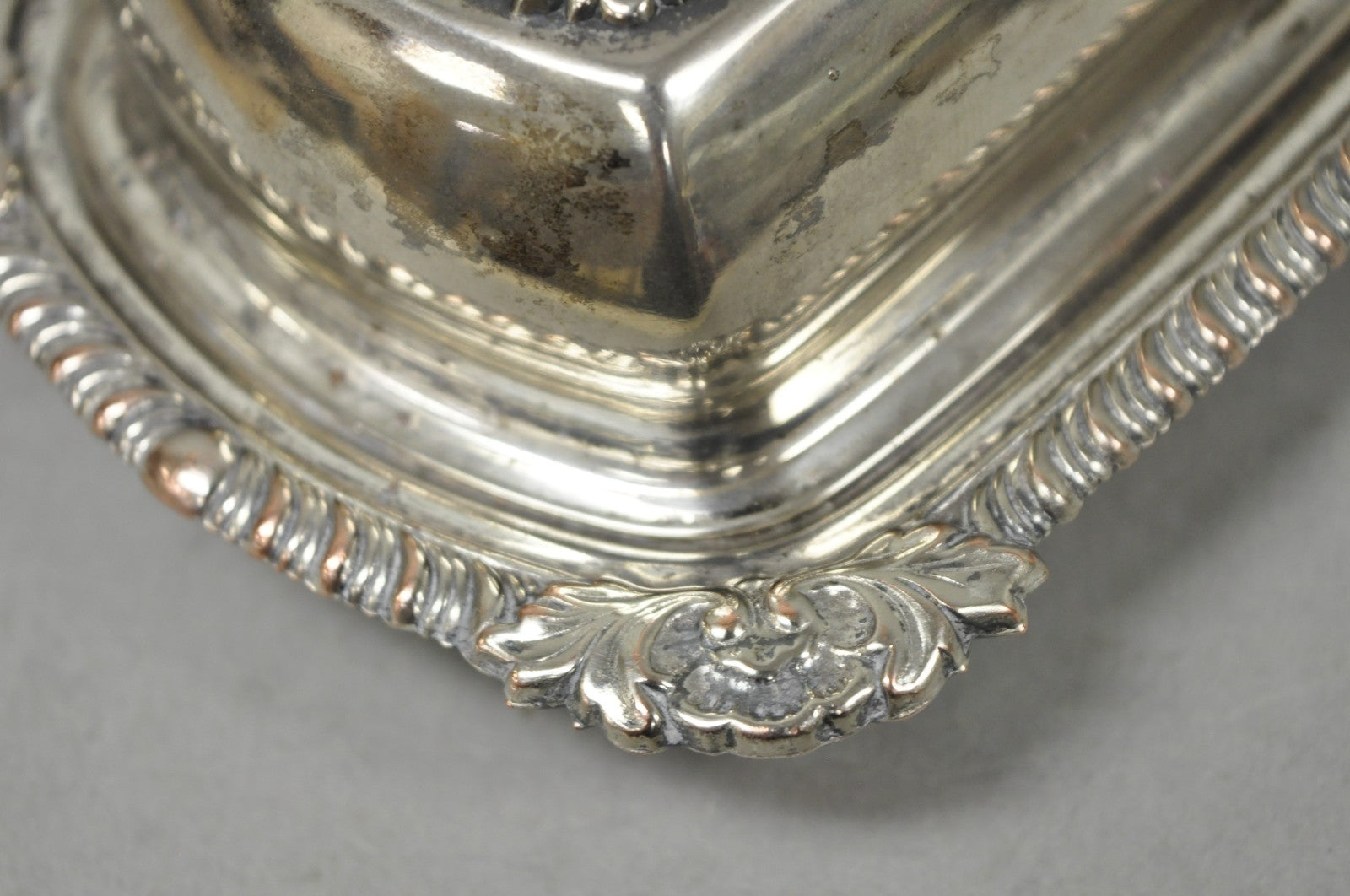 Vintage Victorian Silver Plated Repousse Covered Butter Dish w/ Glass Liner