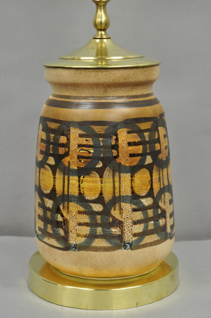 Vintage Mid Century Modern Lapid Pottery Israel Ceramic Vase Table Lamp