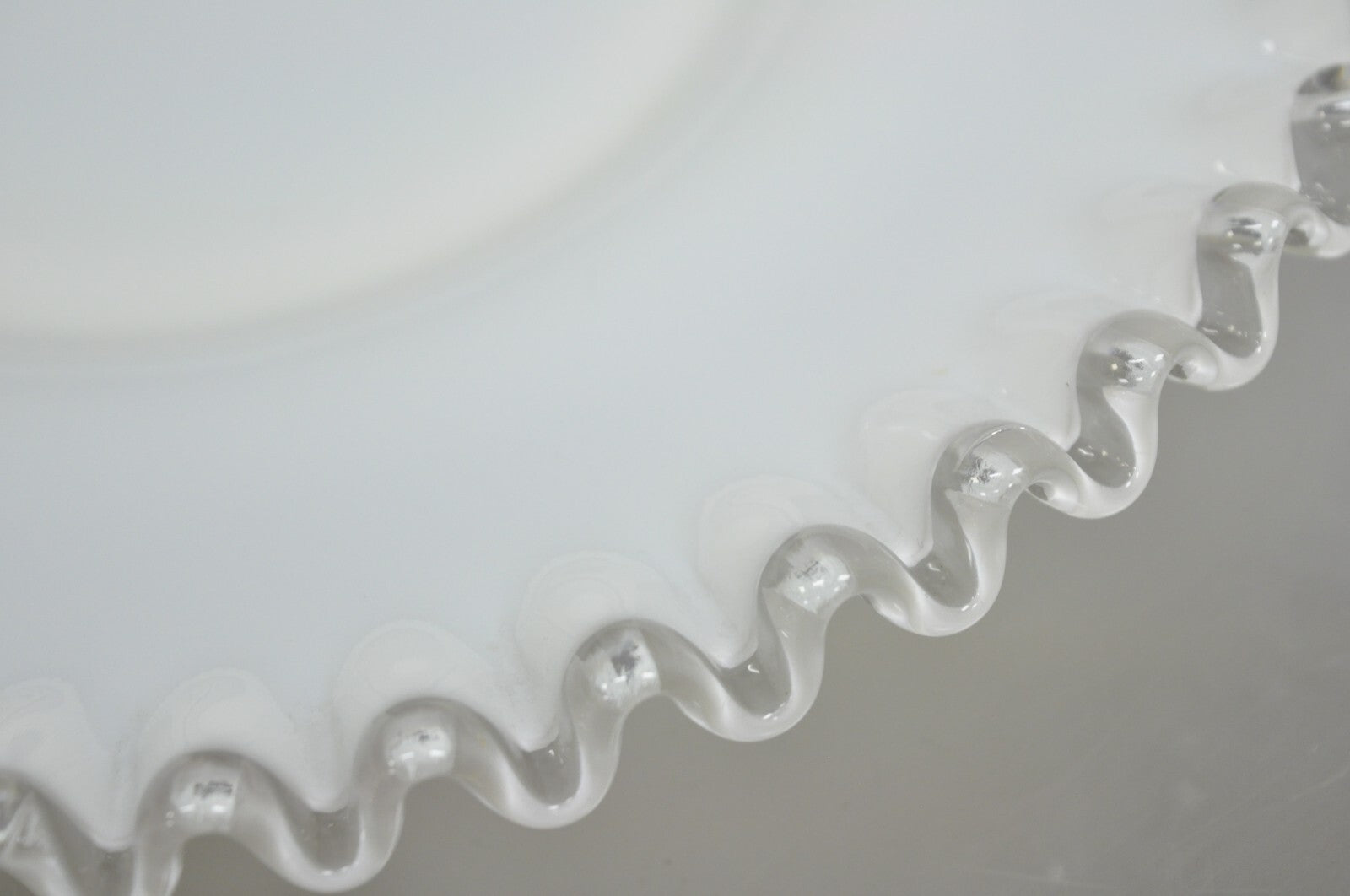 Vintage Fenton Silver Crest 12" Milk Glass Ruffled Edge Plate Platter - Set of 6