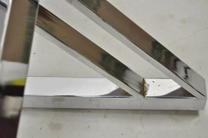 Vintage Mid Century Modern Chrome Frame Z Shaped Metal Desk Dining Table Base
