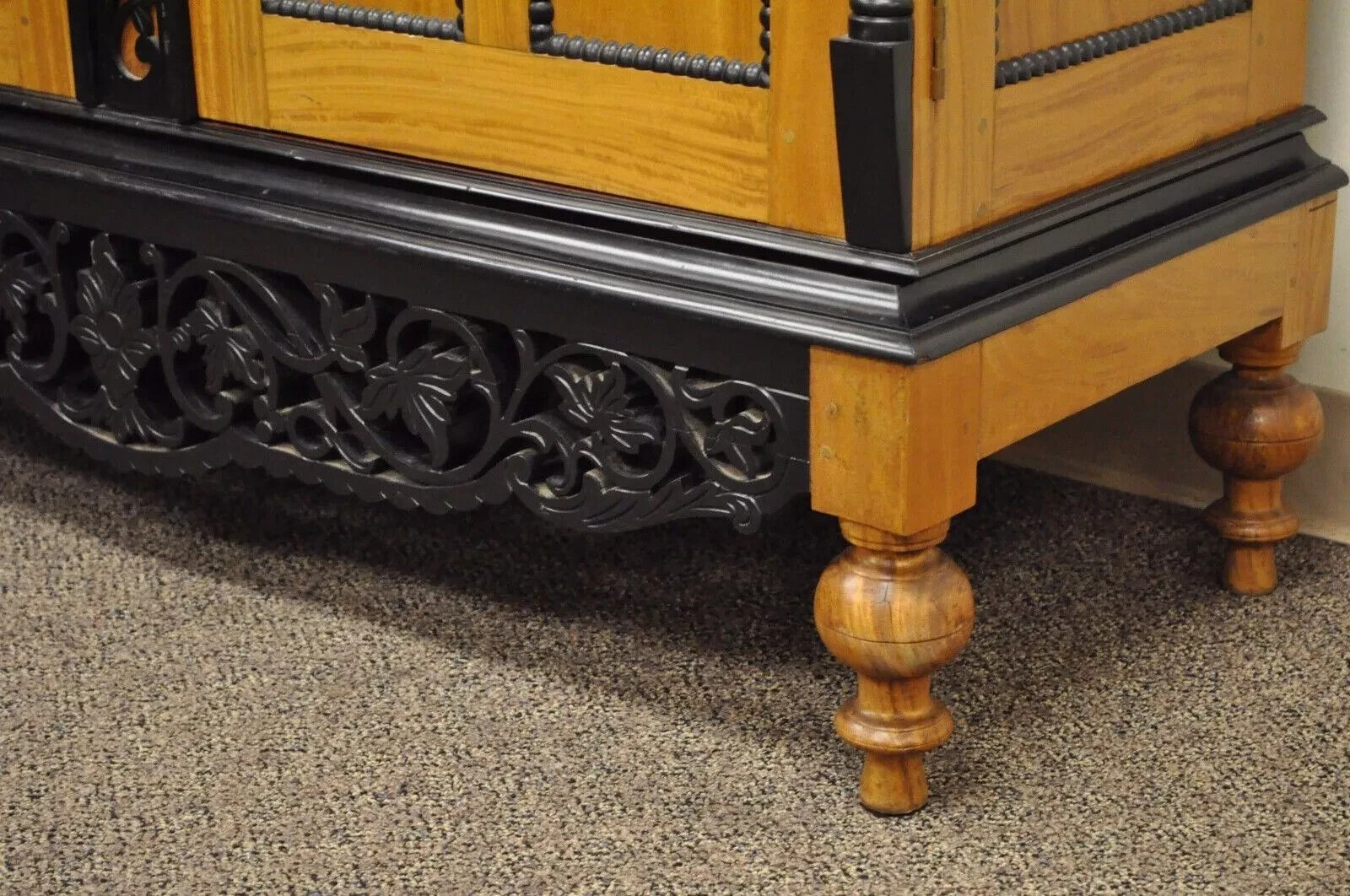 Ceylonese British Colonial Style Satinwood Ebony Mahogany Hutch Cupboard Cabinet