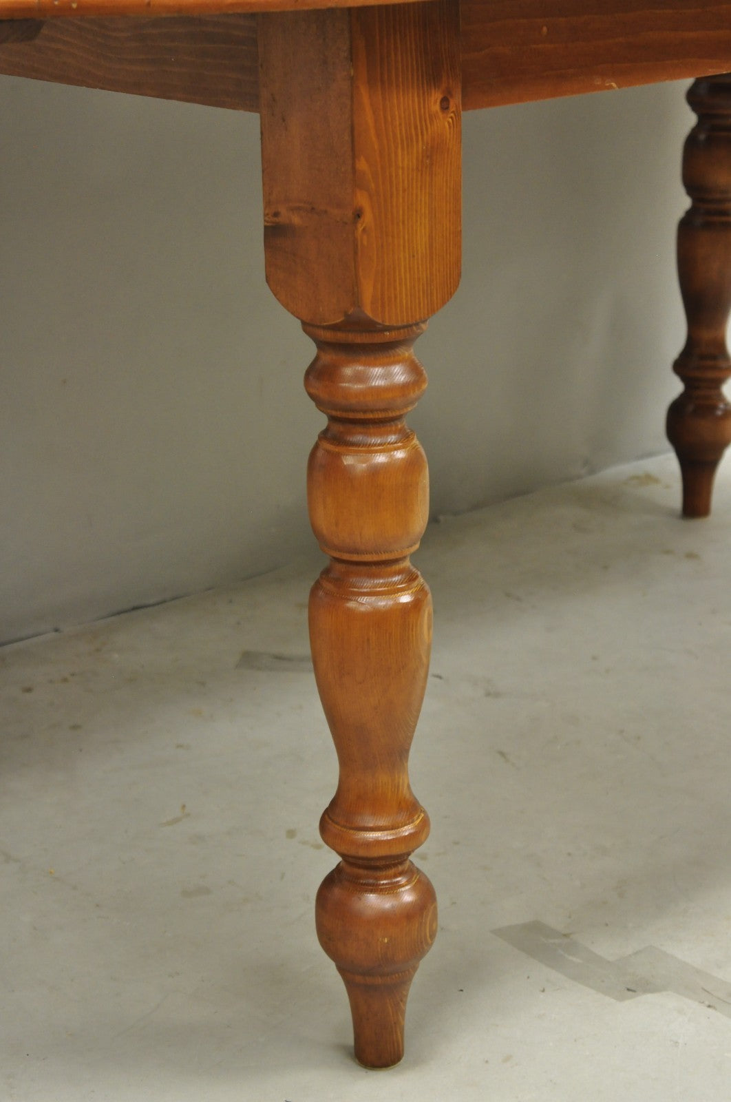 Vintage French Country Oval Pine Wood 78" Baluster Leg Farmhouse Dining Table