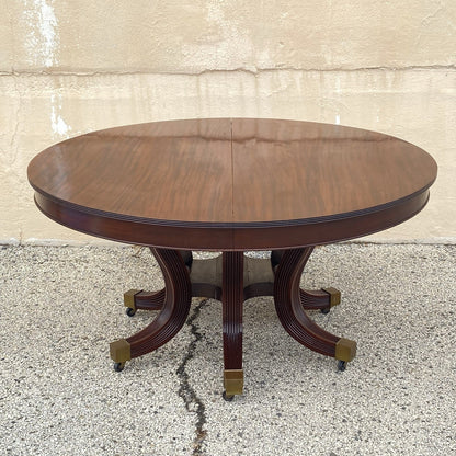 Antique English Regency Round Mahogany Extension Dining Banquet Table w 6 Leaves