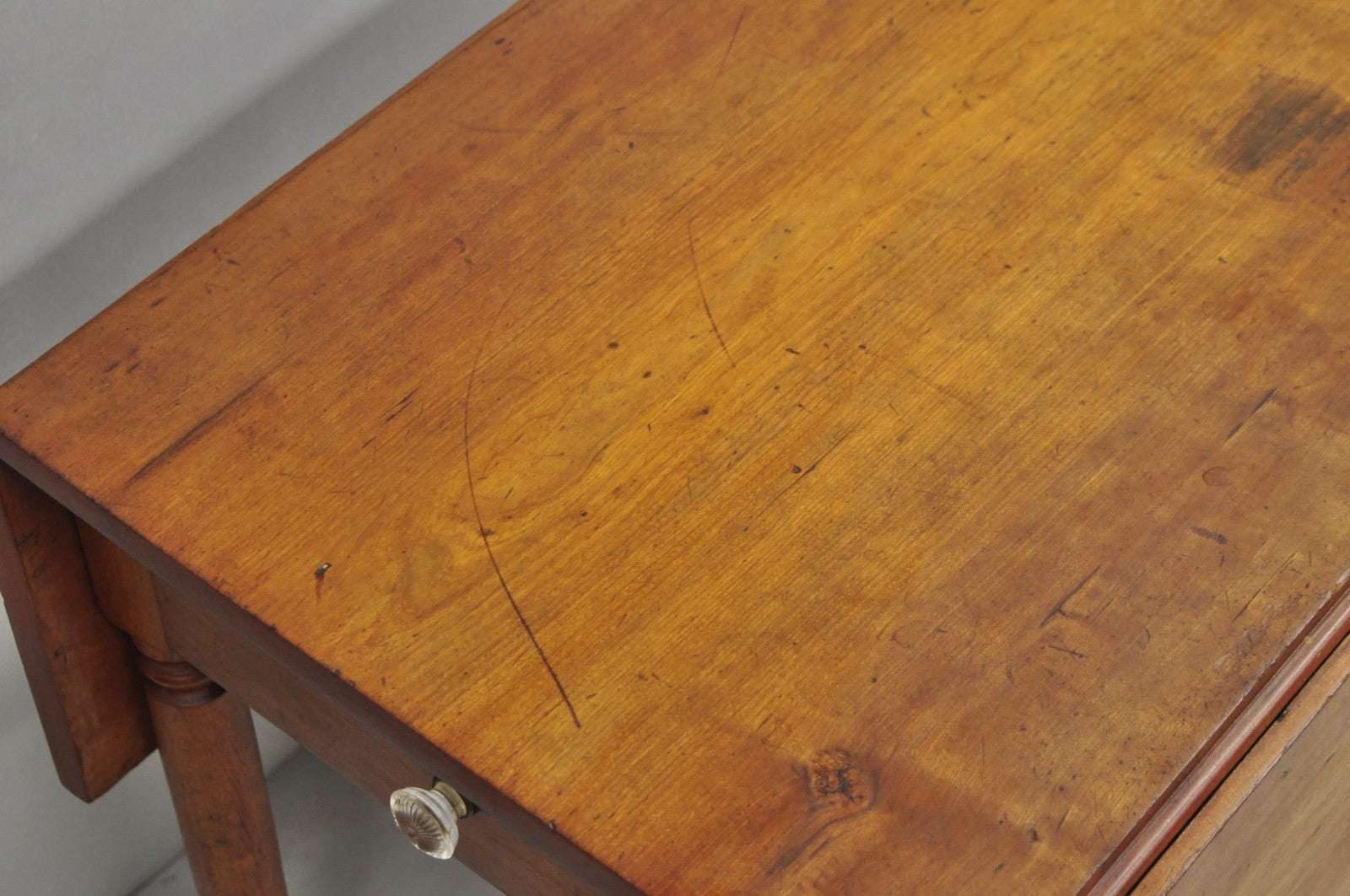 Antique French Country Farmhouse Cherry Wood Drop Leaf Pembroke Dining Table