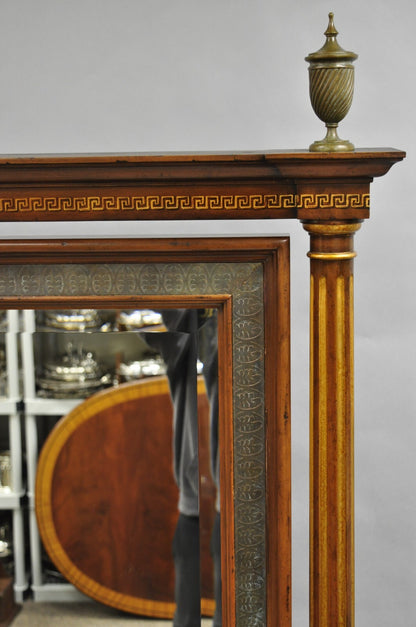 Maitland Smith French Empire Style Mahogany Paw Foot Tall Dressing Cheval Mirror