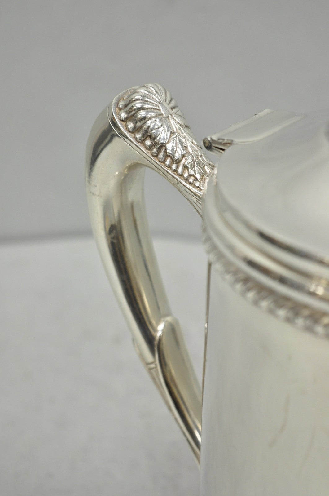 Antique English Victorian Silver Plated Enamel Line Large Beverage Water Pitcher