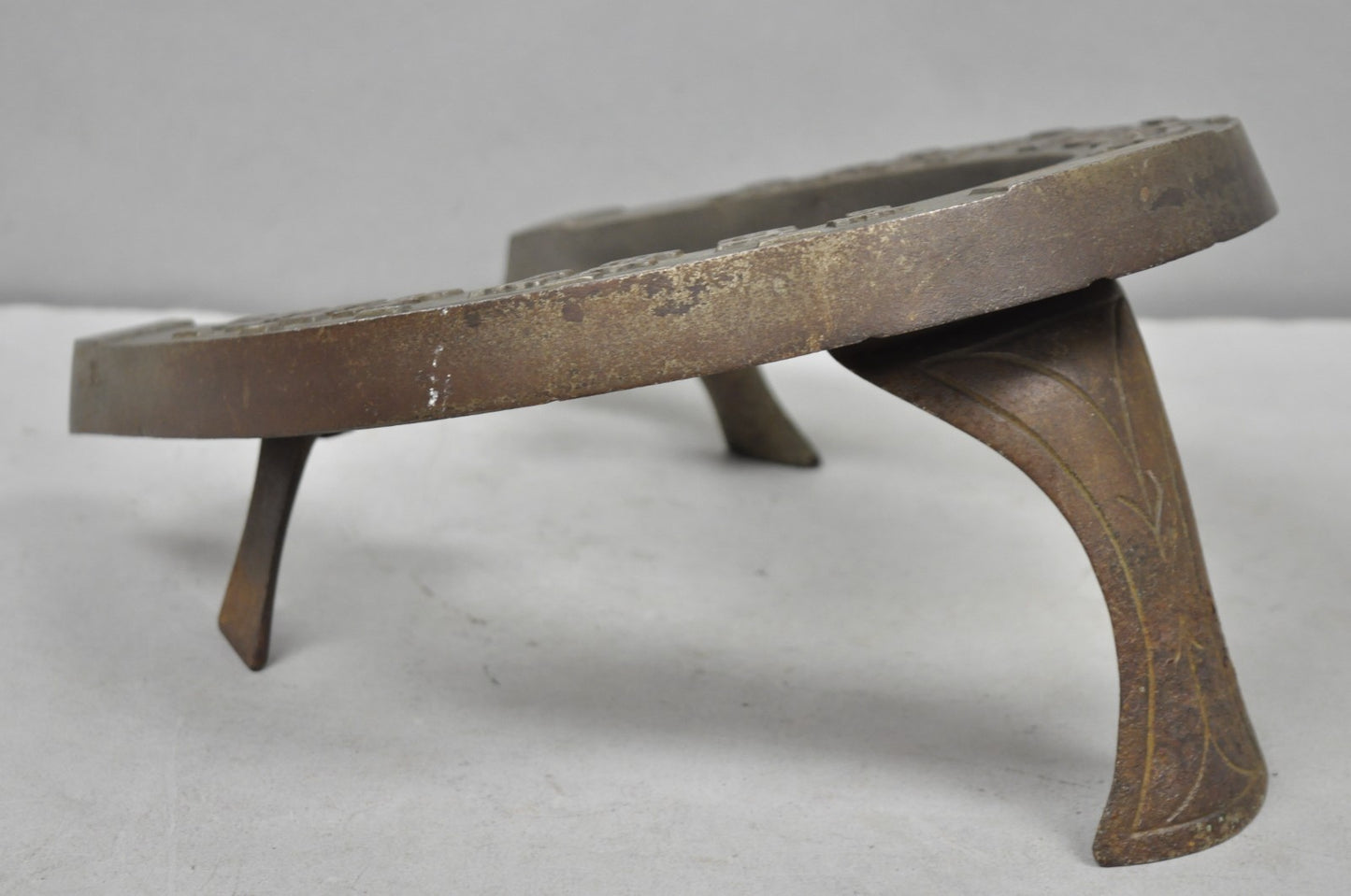 Antique Victorian Metal "Rest Your Feet Here" Cowboy Horseshoe Footstool Stool