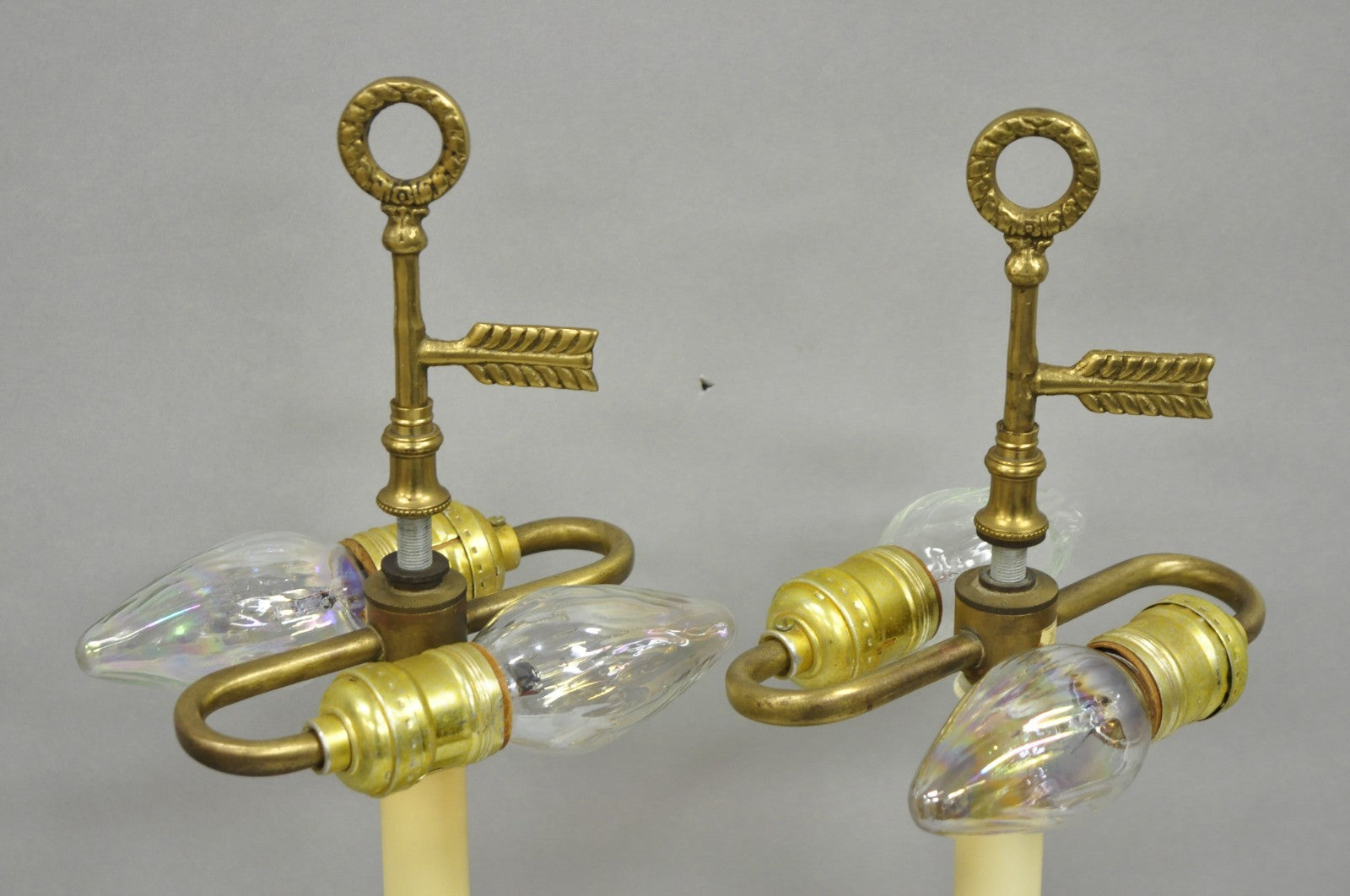 Vintage Warren Kessler French Empire Bronze Candlestick Small Table Lamps a Pair