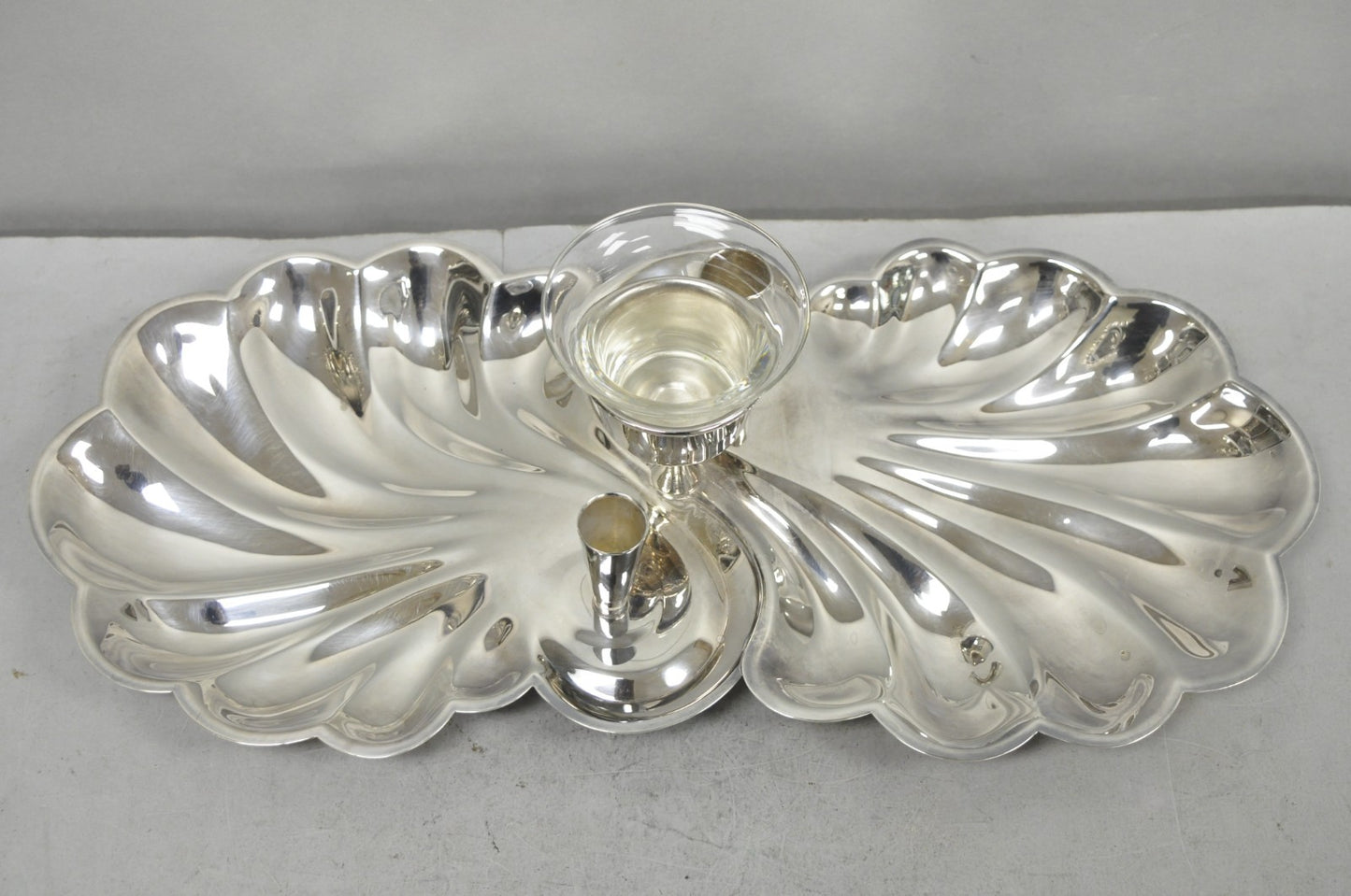 Vintage Sheffield Silver Plated Clam Shell Shrimp Cocktail Serving Platter Tray